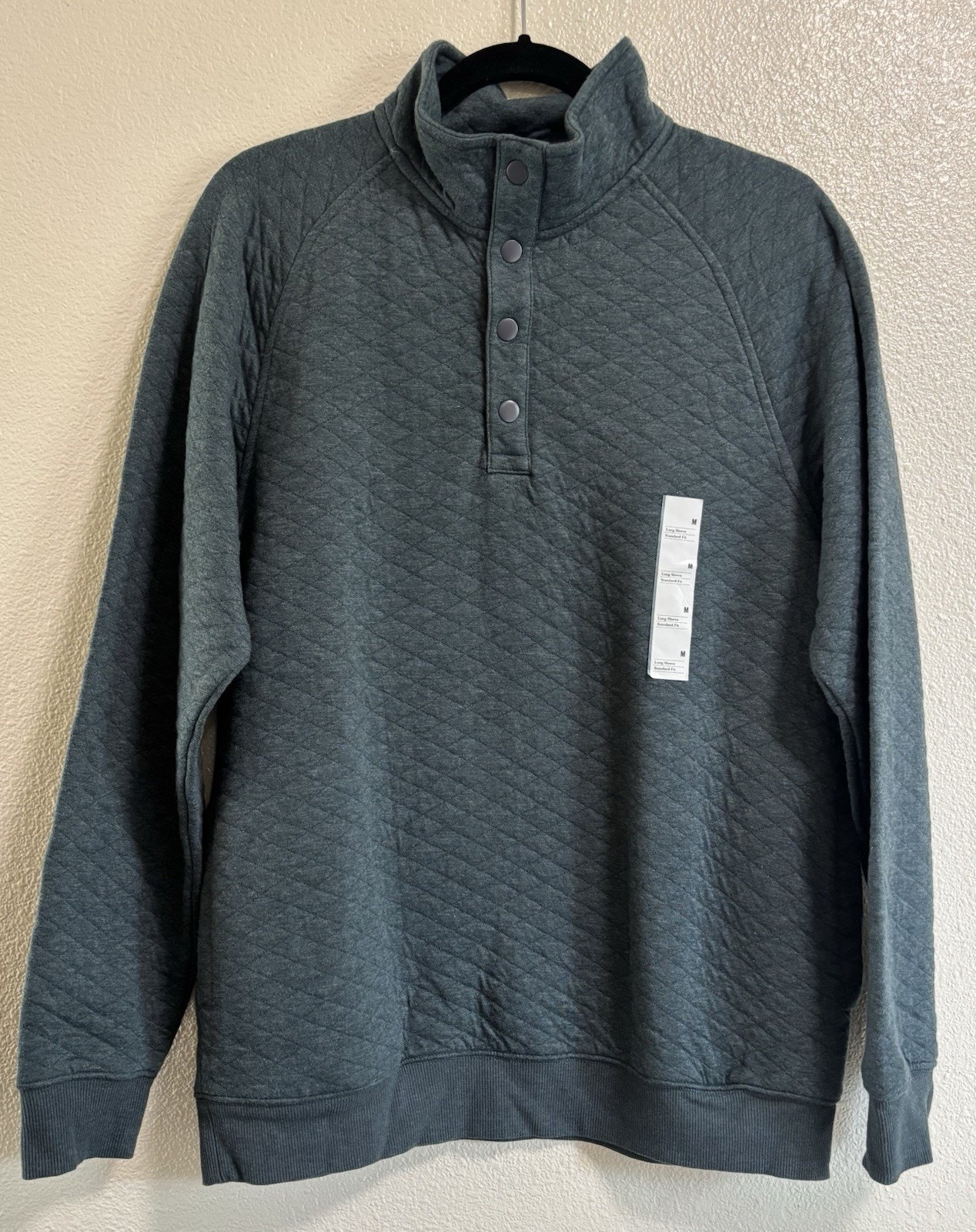 Quilted Pullover Sweatshirt Mens Size Medium Green Workwear Goodfellow  Co
